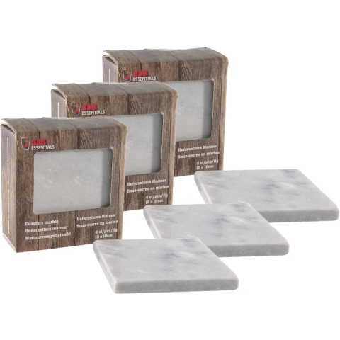 Set van 12 glazenonderzetters marmer steen 10 cm -