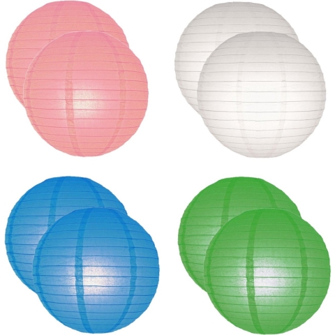 Set van 8x stuks gekleurde party lampionnen dia 25 cm voor tuinfeest -