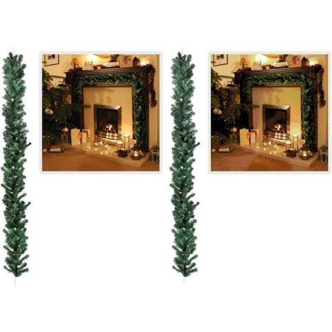 2x Kerst guirlande groen 270 cm -