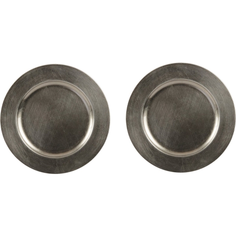 6x Ronde diner/kerstdiner onderborden graniet groen glimmend 33 cm -