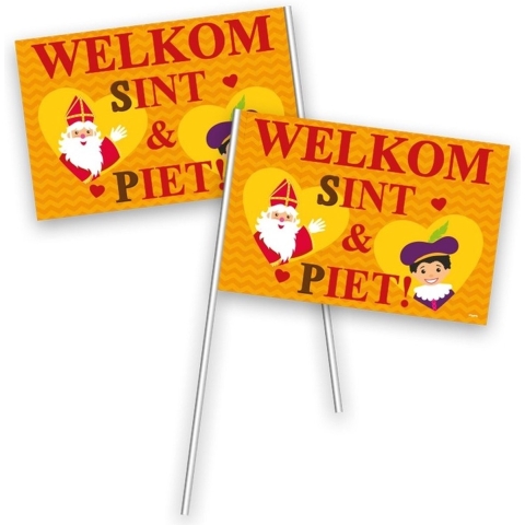 50x Welkom Sint en Piet zwaaivlaggetje -