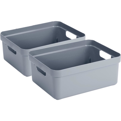 Sunware Opbergbox Sigma - 4x - kunststof - donkerblauw - 24 liter - Opbergbakken/opbergers -