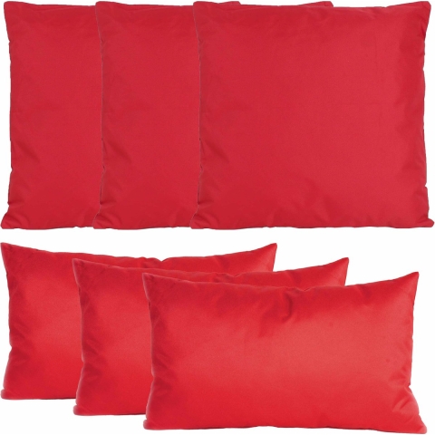 Bank/tuin kussens set - binnen/buiten - 6x stuks - rood - In 2 formaten laag/hoog -