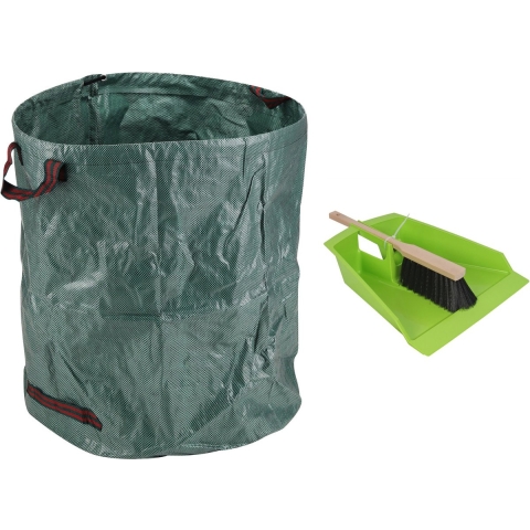 Groot stoffer/blik groen 43 cm met tuinafvalzak 272L voor tuinafval/bladeren -