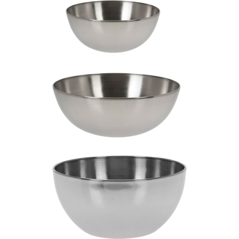 Excellent Houseware voedsel/serveerschalen set - RVS - D24/D20/D13 cm -