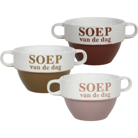 Soepkommen/schaaltjes - Soep van de dag - 9x stuks - multi kleuren - keramiek - D12 x H8 cm -
