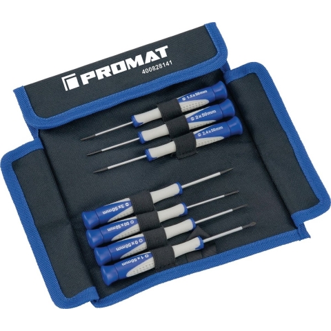 Promat Set precisieschroevendraaiers | met centreerkop | 7 delig | sleuf / PH - 4000828141 - 4000828141