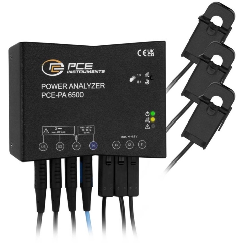 PCE Instruments Netwerkanalyser 3-fasig, 1-fasig Met logger, Incl. stroomtang, Online metingen, Energiemetingen