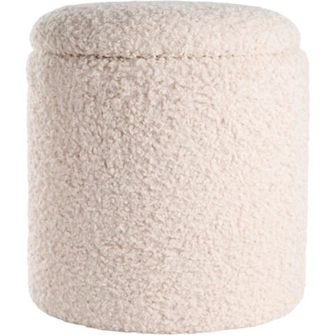 Lisomme Sem teddy poef gebroken wit - met opbergruimte - Ø 36 cm