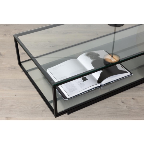 Svea - Mia glazen salontafel - 130 x 60 cm - zwart