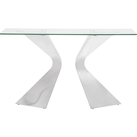 Kare Design Gloria Sidetable 140 Cm Helder Glas Chroom