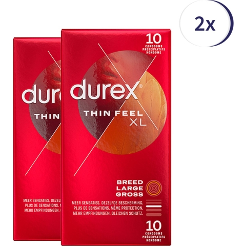 2x Durex Condooms Thin Feel XL 10 stuks