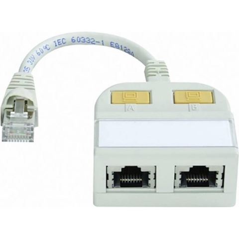 Telegärtner RJ45 Netwerk, ISDN Y-adapter [1x RJ45-stekker - 2x RJ45-bus] 15.00 cm Grijs-wit (RAL 7035)