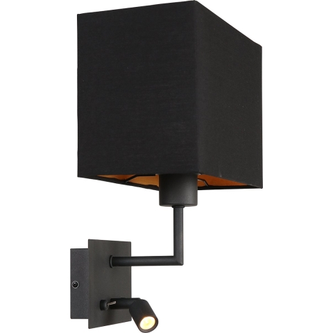 Mexlite Wandlamp Nouveau 1472ZW Zwart incl. Zwart | Goud lampenkap &