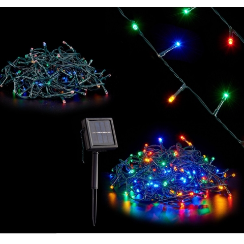 Kerstverlichting - 200 leds - gekleurd - 10 m - solar lichtsnoer - kerstversiering -