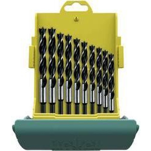 Heller Set CV-houtspiraalboren | 10 delig | d. 3, 4, 5, 6, 7, 8, 9, 10, 11, 12 mm | maxxbox chroom-vanadiumstaal | 1 stuk - 24646 - 24646