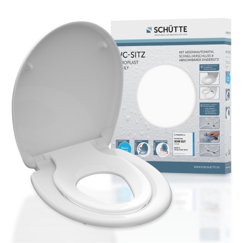Schutte Duroplast WC-bril FAMILY WHITE met geïntegreerde kinderzitting | met soft-close en afklikbaar
 - 82940 - 82940