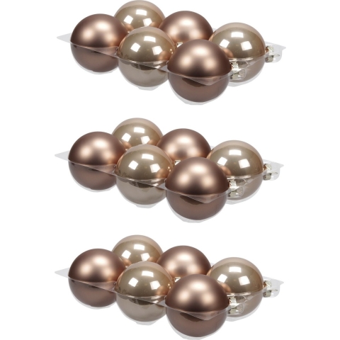 24x stuks glazen kerstballen ginger bruin 8 cm mat/glans -