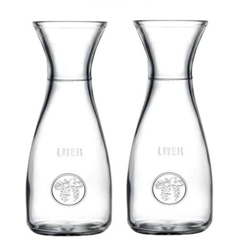 Pasabache water karaffen van 1.0 liter - Set van 6x stuks - glas - transparant - Sapkannen/waterkann -