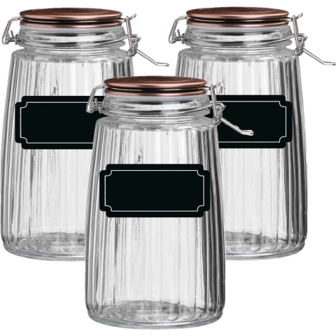 Weckpot/inmaakpot - 6x - 1.8L - glas - met beugelsluiting - incl. etiketten -
