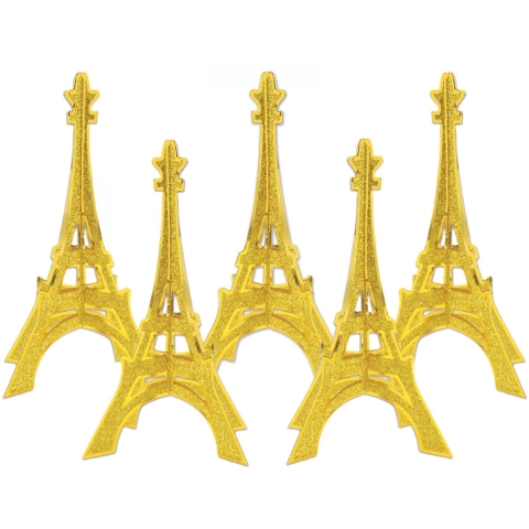 Tafeldecoratie Eiffeltoren - 5x - met glitters - 30 cm - landen thema centerpiece -