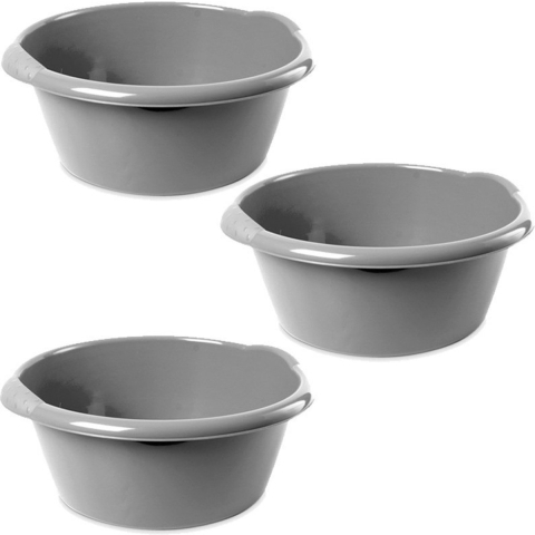 Afwasteil - 5x - 10L - rond - zilver - 38 x 16 cm - afwasbak -