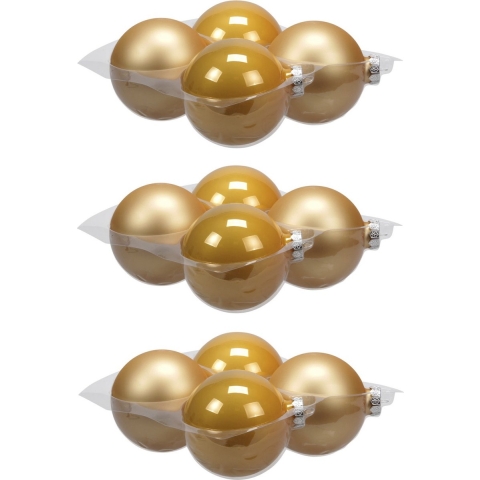 16x stuks glazen kerstballen saffraan 10 cm mat/glans -