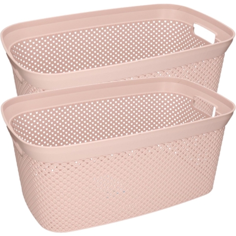 3x Roze wasmanden 35 liter 54 x 34 x 23 cm huishouden -