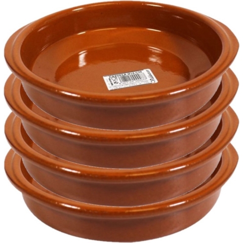 Tapas schaaltje - Set van 12x stuks - Alicante - 18 cm - terracotta - met handvatten - tapas bakje - -
