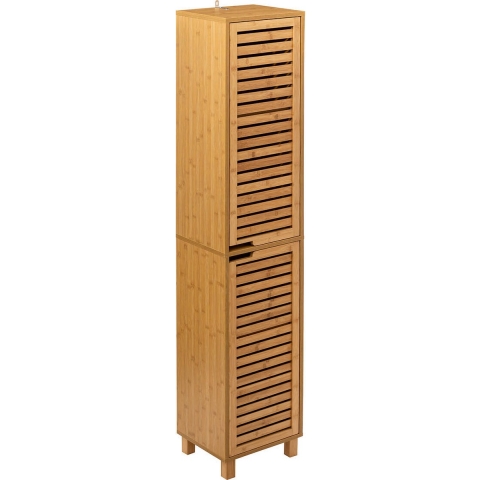 Kolomkast - hoog - 33 x 28 x 168 cm - bamboe - bruin - badkamerkast -