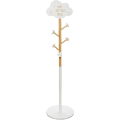Kapstok - beige/wit - MDF hout - 5 haaks - 35 x 135 cm -