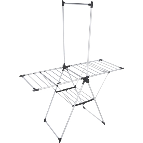 Wasrek/droogrek - metaal - 158 x 69 x 180 cm - staand/inklapbaar - met overhemdenrek -