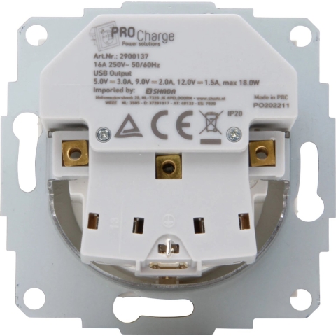 Enzo Kopp HK07 WIT inbouw stopcontact | RA + USB +USB-C - 4622116