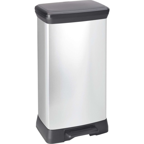Curver Deco bin metalics 240643 Afvalbak 50 l (b x h x d) 390 x 720 x 290 mm Zilver, Zwart 1 stuk(s)