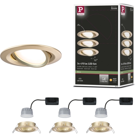 Paulmann 92406 Nova Coin LED-inbouwlamp Set van 3 stuks LED 6 W Goud (mat)