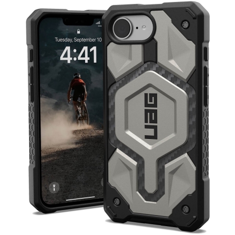 Urban Armor Gear Monarch Pro Outdoor telefoonhoes Apple iPhone 16e Titaan Inductieve lading, MagSafe compatible, Stootbestendig
