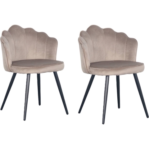 PoleWolf Crown Eetkamerstoel - Velvet - Zand Wit - Set van 2