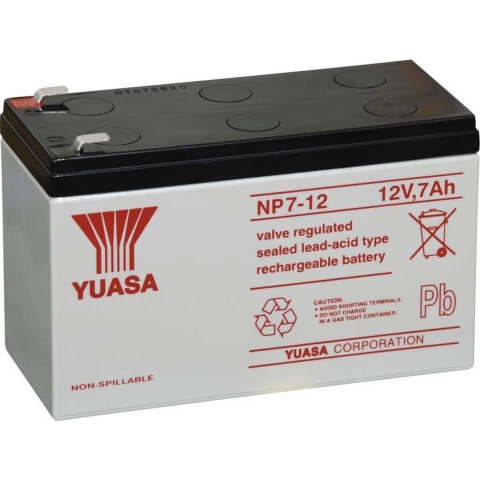 Yuasa NP7-12 L Loodaccu 12 V 7 Ah Loodvlies (AGM) (b x h x d) 151 x 98 x 65 mm Kabelschoen 6.35 mm Onderhoudsvrij, VDS-certificering