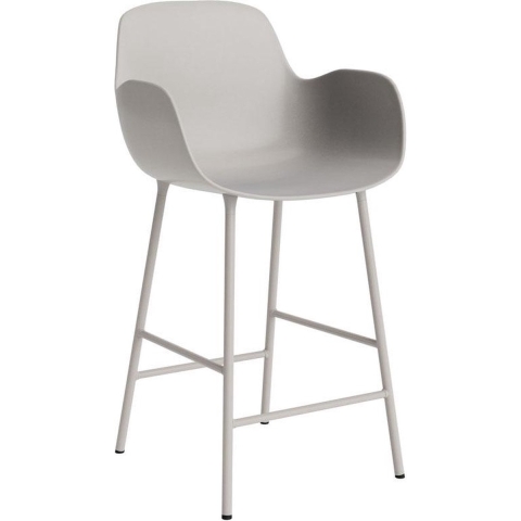 Normann Copenhagen Form Barkruk High 65 cm met Armleuning - Staal - Warm Grijs
