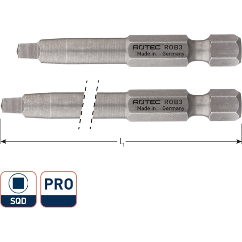 Rotec PRO Krachtbit SQD 2 L=89mm E 6,3 BASIC - 10 stuks - 8102002