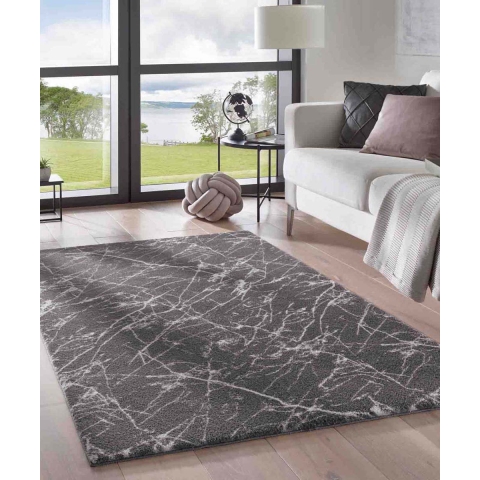 Tapeso Wasbaar vloerkleed Marmer - Chloé grijs|wit - 200x290 cm