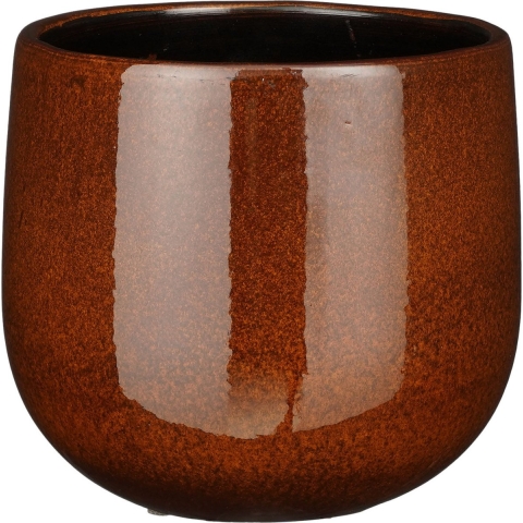 Mica Decorations Plantenpot - keramiek - bruin glans - D18|H16 cm