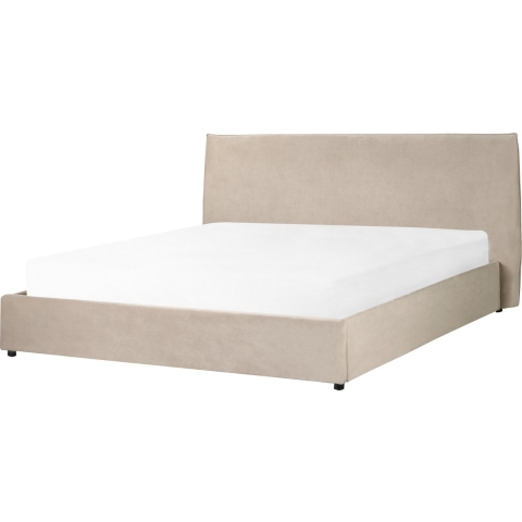Beliani-LAVAUR-Bed met opbergruimte-Taupe-180 x 200 cm-Fluweel