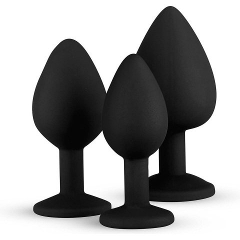 Easytoys Luxe Buttplug Set Zwart 3 stuks