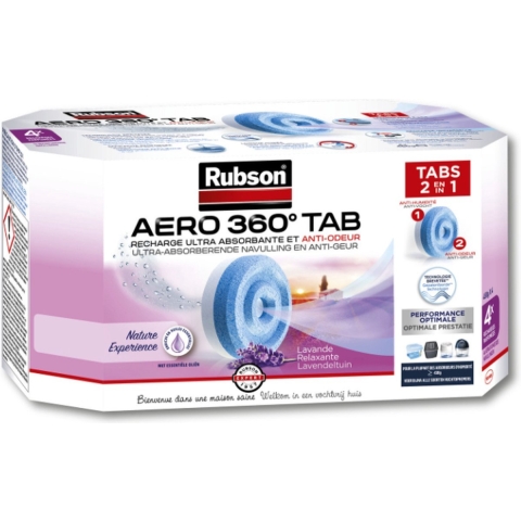 Rubson Vochtopnemer Navultabs Aero 360° Lavendel 4 stuks