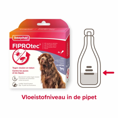 2x Beaphar Fiprotec Anti Teken-&Vlooiendruppels Hond 40 - 60 kg 4 stuks