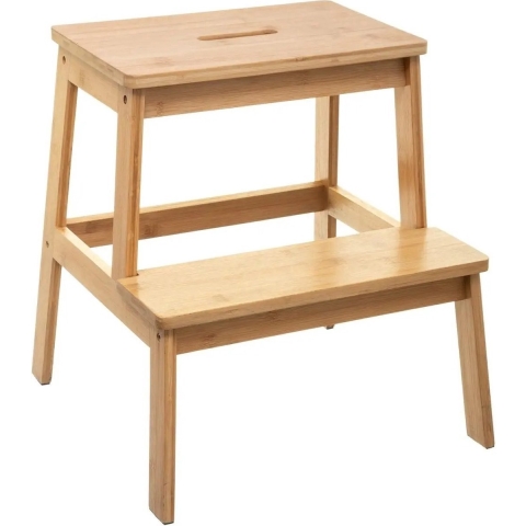 5Five - Bamboe keukentrapje/opstapje met 2 treden - 43 x 43 x 47 cm - Keuken/badkamer krukjes -