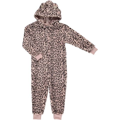 Zachte luipaard/cheetah print onesie voor kinderen roze maat 146/158 -