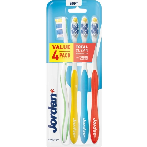 12x Jordan Tandenborstel Total Clean Soft 4-pack 4 stuks