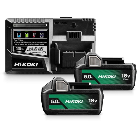 HiKOKI UC18YSL3WKZ 18V Li-ion Accu Starterset (2x 5,0Ah) + Lader